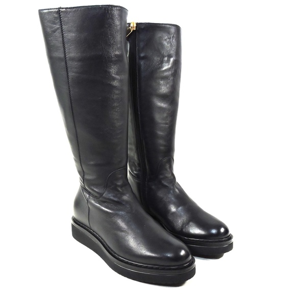 ALBERTO CICCIOLI 🇮🇹 WOMEN ALBERTO CICCIOLI 🇮🇹 WOMEN\'S BLACK SOFT LEATHER FLAT WINTER BOOTS